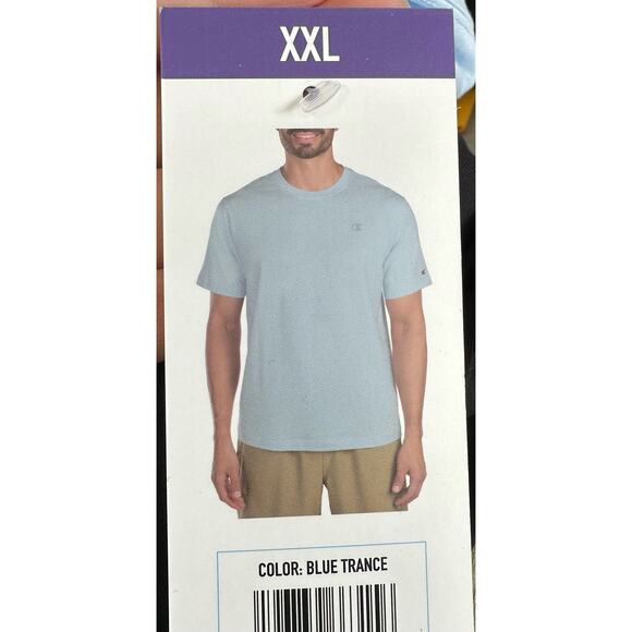 Champion S/S Classic Letter Logo Crewneck T-Shirt Blue Trance Size XXL New - Picture 3 of 4